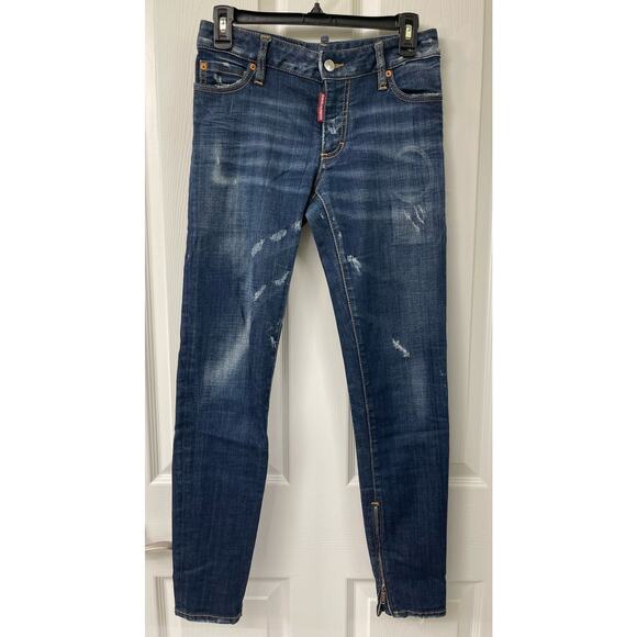 DSquared2 Skater Italy distressed patch Medium waist skinny Jean size 40 Small 4 - Picture 1 of 6